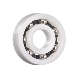 xiros® radial deep groove ball bearing, xirodur B180, stainless steel balls, cage made of PA, mm