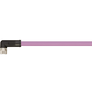 Industrial Ethernet/CAT5 cables, PVC, connector A: M8 socket angled, connector B: open cable end, 12.5xd